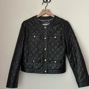 J CREW COLLECTION LEATHER CHANEL STYLE JACKET SIZE 6